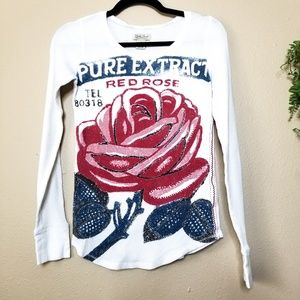 Lucky Brand | White Red Rose Graphic Thermal